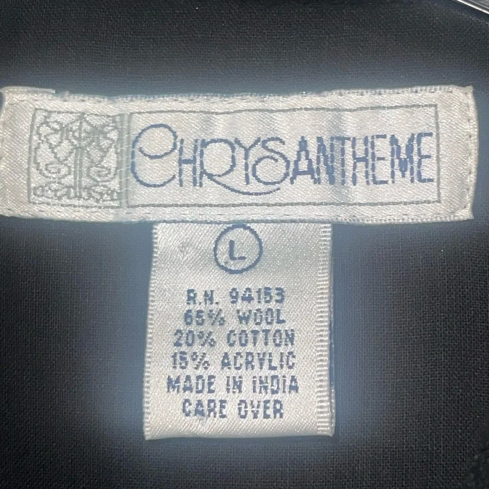 Chrysantheme vintage wool blend vest with cream embroidery. Size large GUC - Picture 8 of 9